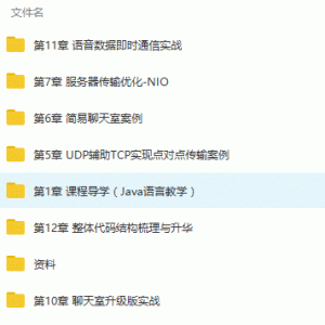 零基础入门视频-Socket网络编程到高级进阶与实战精讲/大小：12.24G