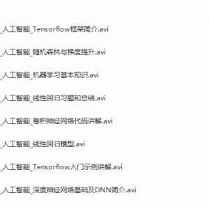 人工智能机器学习高级课程视频教程/大小：4.5G