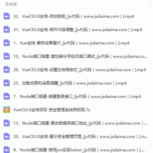VueCli3.0全栈项目-资金管理系统带权限(node/element/vue)视频教程/大小：2.93G