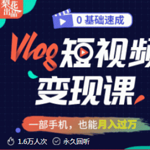 零基础速成Vlog短视频最新教程_教你如何用一部手机轻松实现月入过万！