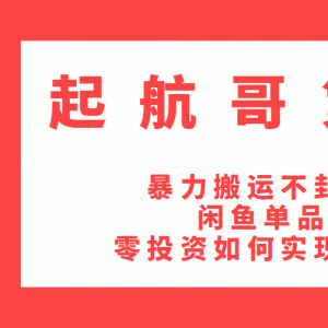 起航哥暴力搬运不封号最新教程 如何让闲鱼单品卖爆和零投资实现月入过万