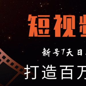 最新短视频赚钱实操教程 打造新号7天日入过万百万播放量视频（完结）