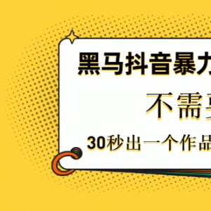 黑马抖音暴力起号4.0来了，不需要搬运，30秒出一个作品只要有手机就能做