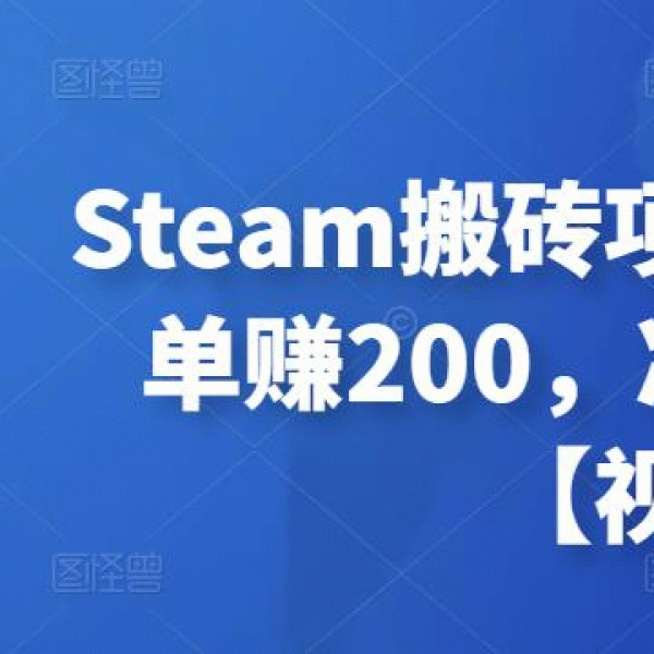 Steam搬砖项目，无脑搬运，一单赚200，冷门又长久的项目【视频课程】