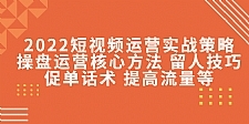 2022短视频运营实战策略：操盘运营核心方法 留人技巧促单话术 提高流量等